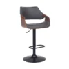 Aspen Adjustable Swivel Grey Faux Leather And Walnut Wood Bar Stool With Black Base -Gourmet Interiors d622fbfb f7c6 42d0 8e18 a1282a0459c5