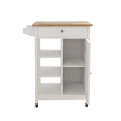 White Kitchen Cart With Towel Rack And Rubber Wood Table Top - Kitchen Cart 10 White Kitchen Cart With Towel Rack And Rubber Wood Table Top - Kitchen Cart -Gourmet Interiors d65fc6ab 313d 4f39 a01e 4c2b1677df59