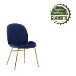 Porthos Home Cace Velvet Gold Leg Dining Chair - Blue -Gourmet Interiors d66baf68 8d67 4148 8e73 d552d575db44