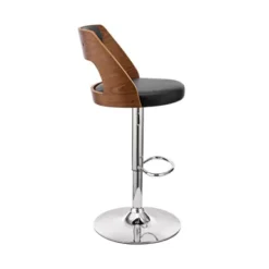 Paulo Adjustable Swivel Black Faux Leather And Walnut Wood Bar Stool With Chrome Base -Gourmet Interiors d688be97 c4e8 49cb ab21 e608f6623d8e