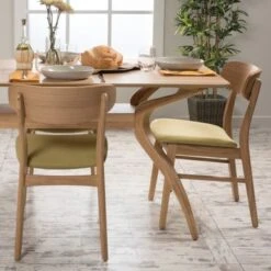 Fabric-upholstered Wood Dining Chairs (Set Of 2) By Christopher Knight - Mint -Gourmet Interiors d6d6a35a 68f5 4a50 a1d9 917027f8daa9