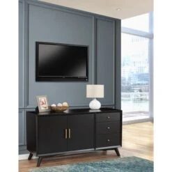 Sideboard With 3 Drawers And 2 Doors, Black - Black