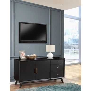 Sideboard With 3 Drawers And 2 Doors, Black - Black 3 Sideboard With 3 Drawers And 2 Doors, Black - Black
