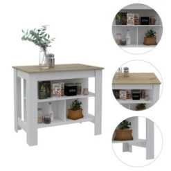 Boahaus Le Havre Kitchen Island (White - Brown) - White - Brown -Gourmet Interiors d7045dd5 783e 46e2 8af7 2aa444461cc5
