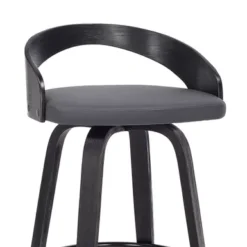 Sonia 30" Bar Height Swivel Grey Faux Leather And Black Wood Bar Stool -Gourmet Interiors d78f96ab da69 4e0e 8adf 21ab6d95a5f3