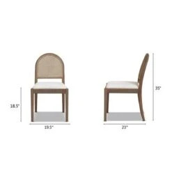 Panama 18.5" Curved Cane Rattan Ivory Side Dining Chair Set Of 2 - Ivory White Boucle -Gourmet Interiors d857da0b b691 4c5d a52e cb7fe084a099