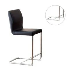 Set Of 2 Dining Chairs In Black And Chrome Finish - Counter Height -Gourmet Interiors d86fe526 62c4 4838 8a61 63a9e62f55e8