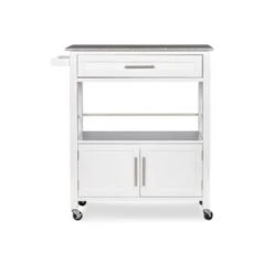 Chestley Kitchen Cart With Granite Top White -Gourmet Interiors d949a9d8 ff5d 426e b542 de7ddc265982