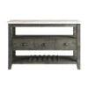 Wood Server With Marble Top In Gray Oak Finish - White And Gray Oak -Gourmet Interiors d9616231 08a8 4d7c 91e5 7aa3b25b3f92