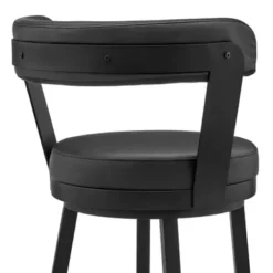 Kobe 30" Bar Height Swivel Bar Stool In Black Finish And Black Faux Leather -Gourmet Interiors d9fa5108 6554 4495 815c 34ea6b3cb845