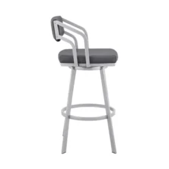 Scranton 30" Swivel Slate Grey Faux Leather And Silver Metal Bar Stool -Gourmet Interiors da0cfae7 8852 49b2 9dfc 3c4451d521b2