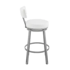 Dalza 26" Swivel Counter Stool In Cloud Finish With White Faux Leather -Gourmet Interiors da4d66cc 9e5b 4471 a139 e0eadc9a8417