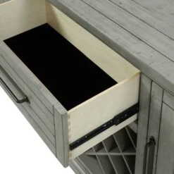 Beach House 65" Solid Wood Dove Grey Server With Wine Bottle Storage - Dove Grey -Gourmet Interiors da5caabb 9205 45fe 8f63 f6b59f91e23e
