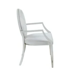 Somette Victory White Tufted Back Arm Chair, Set Of 2 - 24.8" X 22.83" X 37.99" - Dining Height - White - Set Of 2 -Gourmet Interiors da948480 2130 466e 9aec 93ffb7ab073e