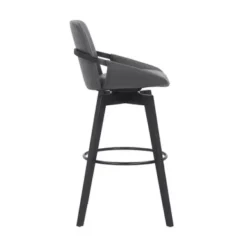 Baylor 30" Gray Faux Leather And Black Wood Swivel Bar Stool -Gourmet Interiors da9e02e8 aa7e 4f87 b3b3 0fe055440b54