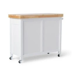 Copper Grove Macaulay Natural Rubberwood Rolling Kitchen Island Cart - White -Gourmet Interiors daa57979 6ce0 47db 9e31 8007db3515a6