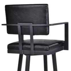 Balboa 26" Counter Height Swivel Vintage Black Faux Leather And Metal Bar Stool With Arms -Gourmet Interiors db9f5d85 d8a3 4843 892f 0fa5aab1f7d6