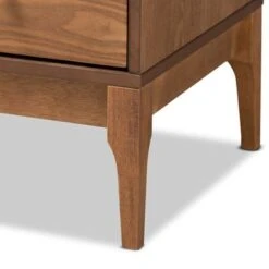 Baxton Studio Ramiel Mid-Century Modern Ash Walnut Finished Wood And Rattan 1-Drawer Sideboard - Natural Brown, Gold -Gourmet Interiors dbdd802f 9f2f 443a bf80 e77fed2ae571