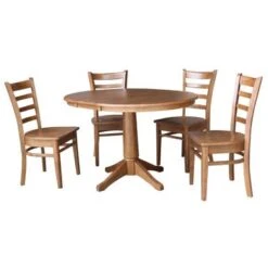 36" Round Solid Wood Extension Dining Table With 4 Dining Chairs - N/A - Distressed Oak 26 36" Round Solid Wood Extension Dining Table With 4 Dining Chairs - N/A - Distressed Oak -Gourmet Interiors dbea201c dd22 409b ae9c 4b888a5a05f6