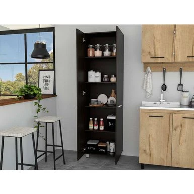 FM Furniture Pensacola, Double Door Pantry Cabinet, Five Interior Shelve - N/A - Black Wenge 12 FM Furniture Pensacola, Double Door Pantry Cabinet, Five Interior Shelve - N/A - Black Wenge - Image 10