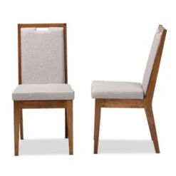Baxton Studio Octavia Modern And Contempory Upholstered Wood Dining Chair Set(2PC) - Sand, Dark Brown -Gourmet Interiors dc52808d afd3 4c9d ac7a fc9a7b92a5dc