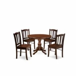 East West Furniture Dining Room Table Set- Kitchen Chairs And Dining Room Table - Wooden Seat - Mahogany Finish (Pieces Option) - HBDL3-MAH-W -Gourmet Interiors dc6a8c56 d061 47ed 9d08 7f068a57d043