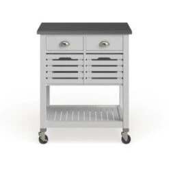 Eileen Rolling Kitchen Cart With Storage - Kitchen Cart - Stainless Steel - Grey -Gourmet Interiors dca7bf55 aad3 42a2 ae8b 311f6d097b2c
