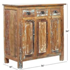 Brown Wood Rustic Cabinet - Brown - 2 Doors & Drawers -Gourmet Interiors dd1a1b1d cc83 4cdc baf5 7b1dc626532d