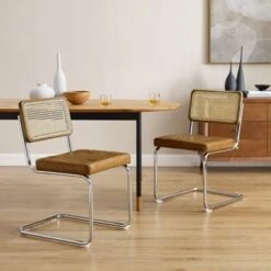 Art Leon Modern Upholstered Dining Chairs (Set Of 2) - Yellow Brown