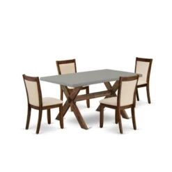 East West Furniture Dinner Table Set, A Dinette Table And Padded Chairs With Linen Fabric Seat (Pieces Option) - X796MZN32-6 -Gourmet Interiors de0941e5 3c64 4b77 9163 1e7dba7dece6