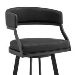 Saturn 30" Bar Height Swivel Black Faux Leather And Metal Bar Stool -Gourmet Interiors de0dfebe 4787 46cc a6ff 1b4d5922d76d