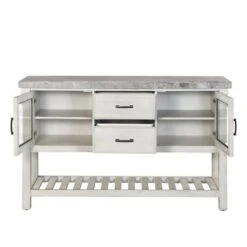 The Gray Barn Cardella Marble Top Server - Weathered White With Gray Marble Top -Gourmet Interiors de4734fc 1e3c 4d78 b624 cd747f782bf9