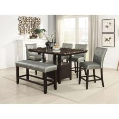 Faux Leather Wood High Bench - Silver -Gourmet Interiors de6487cd e3f2 46aa ba2c 60c22f9e0d7d