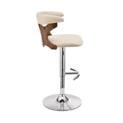 Ruth Adjustable Swivel Cream Faux Leather And Walnut Wood Bar Stool With Chrome Base -Gourmet Interiors deae109c 6ddb 4f26 98a4 43fde9378570