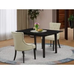 East West Furniture Dining Table Set - Butterfly Leaf Dining Table And Wooden Padded Chairs (Color & Pieces Options) - NOFR5-LWH-18 -Gourmet Interiors deea6f0e c8a3 4d51 84f2 50c5eeefb563