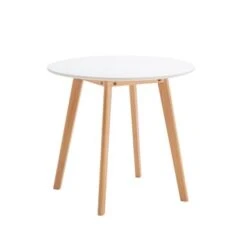 Porthos Home Gino Small Dining Table, Circular Top, Beechwood Legs - White -Gourmet Interiors df48b3b2 f309 4dbf ab7d b76ee861bc4a