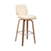 Renee 30" Swivel Cream Faux Leather And Walnut Wood Bar Stool -Gourmet Interiors df51755d 7155 4121 8120 c32f833f59c5