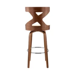 Gayle 30" Swivel Cross Back Cream Faux Leather And Walnut Wood Bar Stool -Gourmet Interiors df8f5529 5f54 4d54 8501 224c75eab0e5
