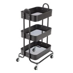 3-Tier Metal Utility Cart With Wheels Storage Shelves Organizer - 17.7"x13.7"x31" - Pink -Gourmet Interiors e0096a43 f971 4fe0 b6c0 fadd3ebedeec