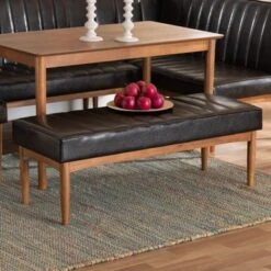 Baxton Studio Daymond Mid-Century Modern Dining Bench - Tan -Gourmet Interiors e0261eac e081 455d 9f53 692bdba63ec5