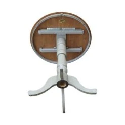 36" Round Top Pedestal Table With 12" Leaf - Distressed Hickory/Stone - Dining Height -Gourmet Interiors e07211f4 6f62 4949 8a9b c0c7bfa8416e