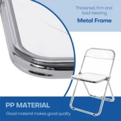 Modern Transparent Acrylic Folding Chair With Metal Frame - Set Of 4 - Pink -Gourmet Interiors e0b7560c d8ba 4ec4 b3de 410ba8ea088d