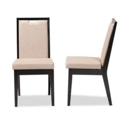 Baxton Studio Octavia Modern And Contempory Upholstered Wood Dining Chair Set(2PC) - Sand, Dark Brown -Gourmet Interiors e16bd3f3 b723 46dc 9711 cd8e56dbbb9a