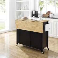 Savannah Wood Top Drop Leaf Kitchen Island/Cart - 30"d X 42"w X 37"h - Black -Gourmet Interiors e1dcbfe7 caca 4513 83b3 68a72e6b148d