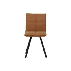 LeisureMod Wesley Modern Leather Dining Chair With Metal Legs Set Of 2 - Light Brown -Gourmet Interiors e1e19660 2926 47d7 af7c 39e3b3cceec8