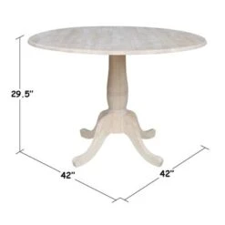 42" Round Pedestal Dual Drop Leaf Table - Unfinished - N/A - 35.5"H -Gourmet Interiors e20a2c64 3545 43c4 af01 c9ff9edc9775