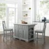 Julia Stainless Steel Top Island W/X-Back Stools - 50 "W X60 "D X41 "H - With Seating - Gray - Stainless Steel -Gourmet Interiors e24dc322 5c3c 479c a54b 5e6b477daee2