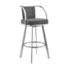 Sandringham 30" Gray Faux Leather And Brushed Stainless Steel Swivel Bar Stool -Gourmet Interiors e2d69b77 9a81 4db0 86d2 072d2825c6b5