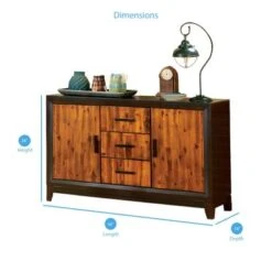 Copper Grove Jeanette Acacia 2-door 3-drawer Side Board - Two-tone Brown And Natural Finish -Gourmet Interiors e2ee0600 2e15 4c3c a14c 381c6dad3e91