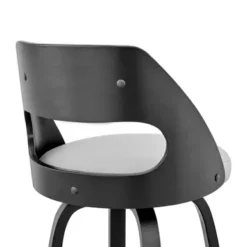 Julius 26" Gray Faux Leather And Black Wood Bar Stool -Gourmet Interiors e2ef603e 7f33 47da 9112 531557972b8b